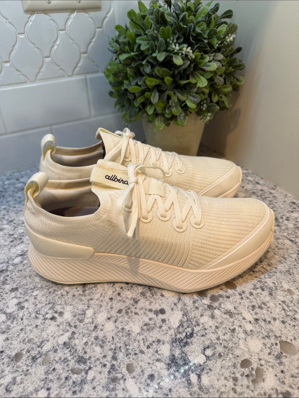 allbirds Women's Natural/Cream Tree Glider - Knit Slip-On Sneakers size 9.5